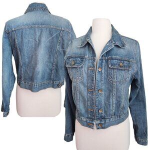 J. Brand Stretch Denim Crop Jacket Universe Wash size Large Medium‎ Wash